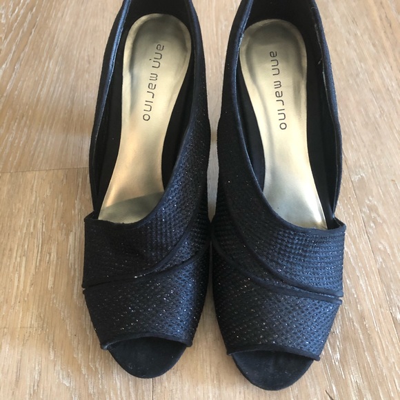 Ann Marino Sz 7.5/8 Sparkly Open Toed Heels - Picture 2 of 9